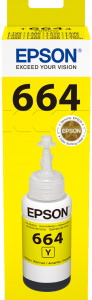 Ink Cartridges, T6644, 4 colour ink bottles, Singlepack, 1 x 70,0 ml Yellow works with  L100,L 110,L120, L200, L210,L220, L361, L360, L310 ,L355,L365,L550 L3050,L3070,L3060,L565,L655,L605, L130 ,L405,L455,L485,L486, ,L300,L380,L386.L382,L1455 , L1300 series